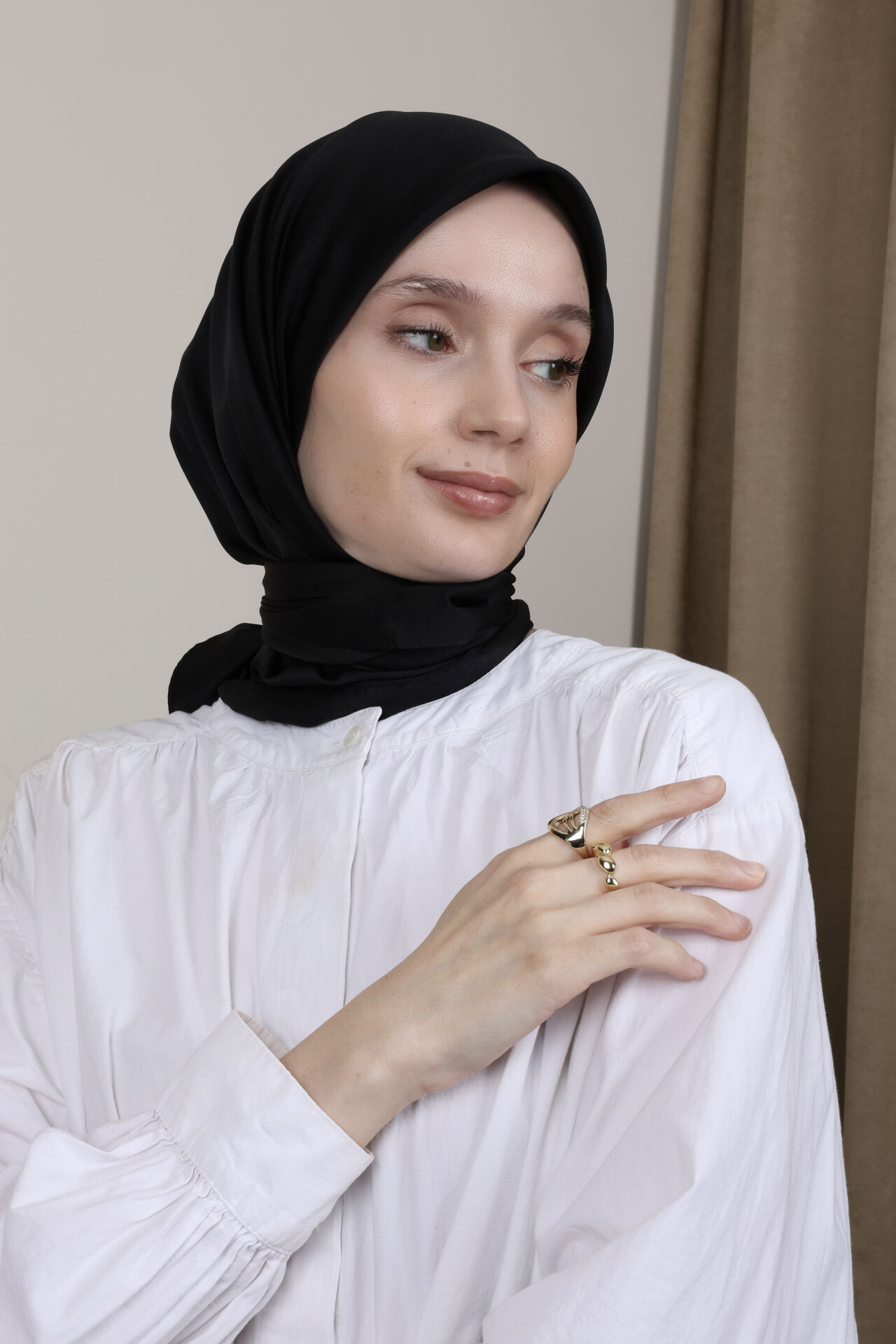 Düz Renkli Rayon Eşarp S-02 Siyah