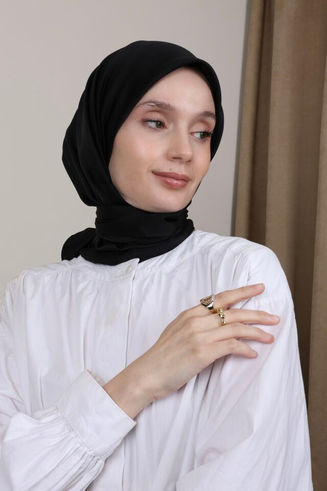 Düz Renkli Rayon Eşarp S-02 Siyah