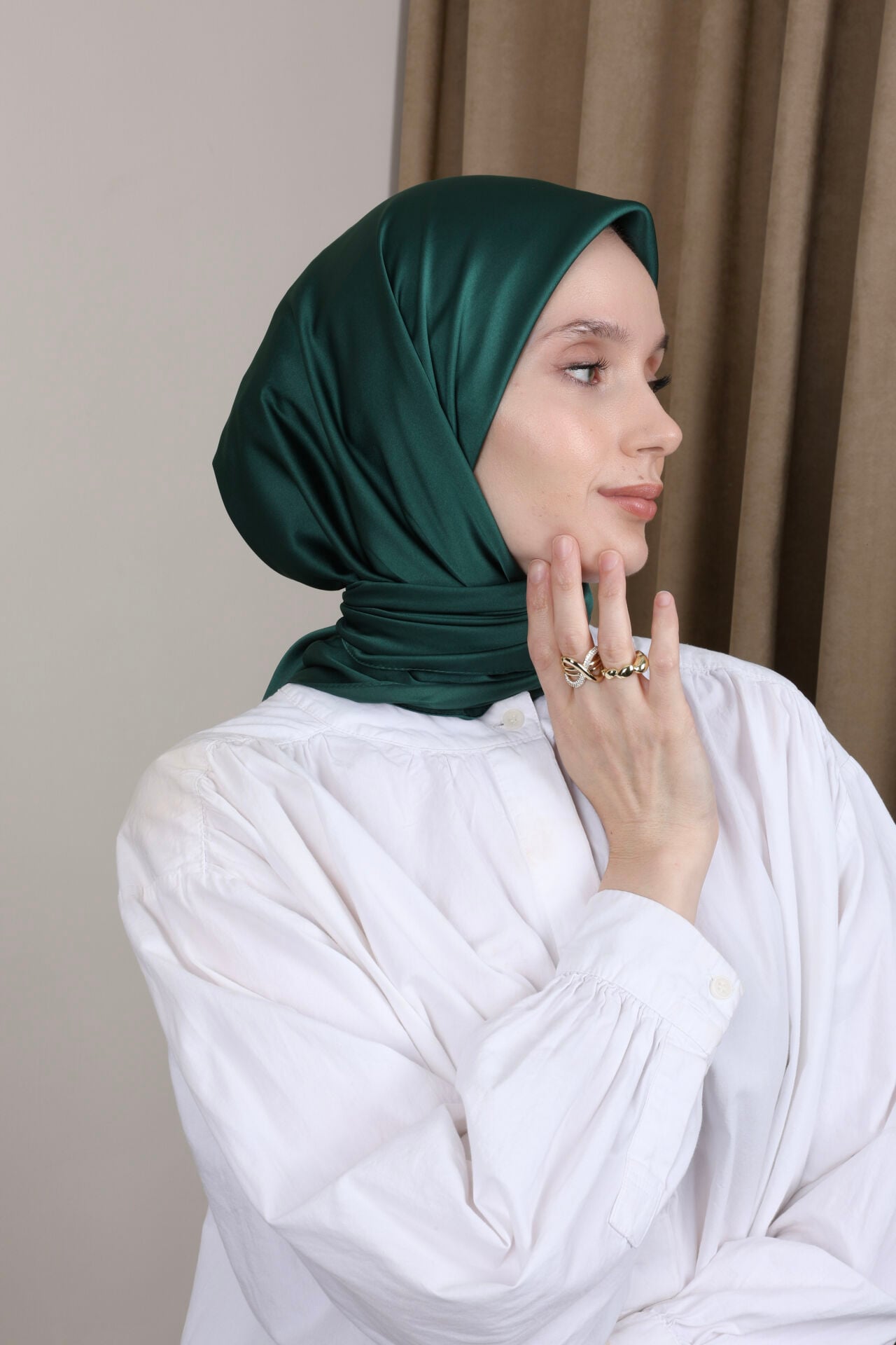 Düz Renkli Rayon Eşarp S-02 Koyu Petrol Yeşili