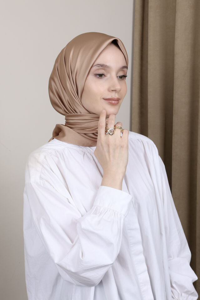 Düz Renkli Rayon Eşarp S-02 Vizon