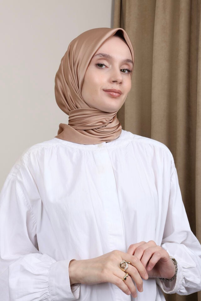Düz Renkli Rayon Eşarp S-02 Vizon