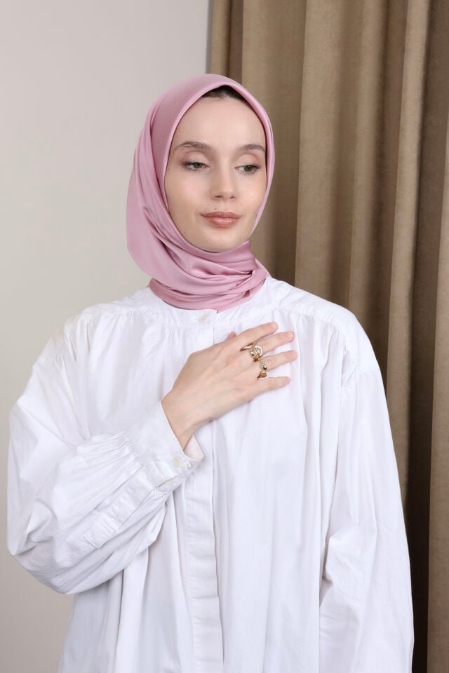 Düz Renkli Rayon Eşarp S-02 Pudra Gül