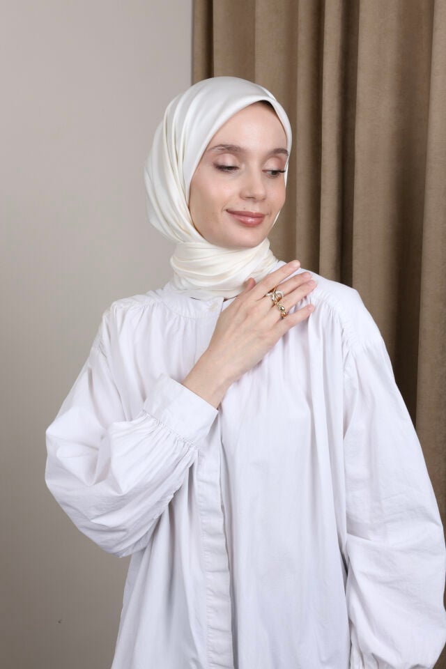 Düz Renkli Rayon Eşarp S-02 Krem