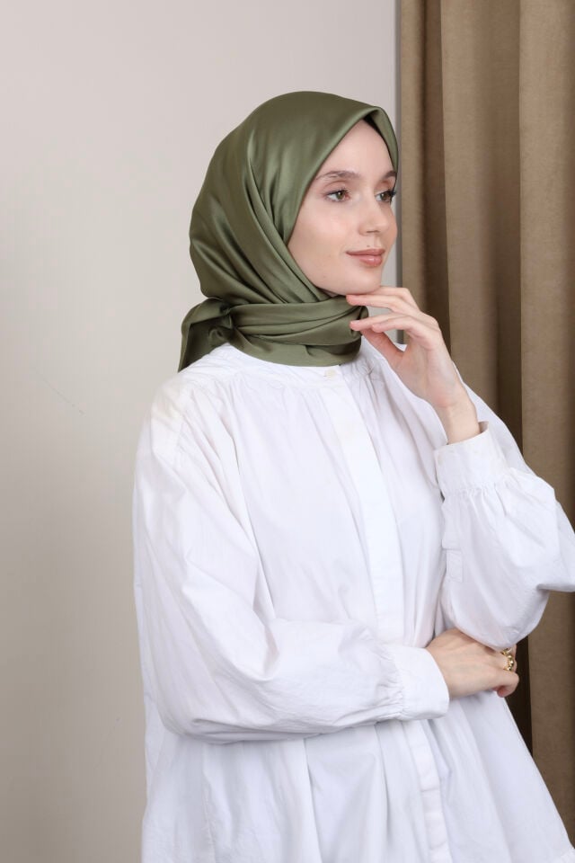 Düz Renkli Rayon Eşarp S-02 Haki Vizon