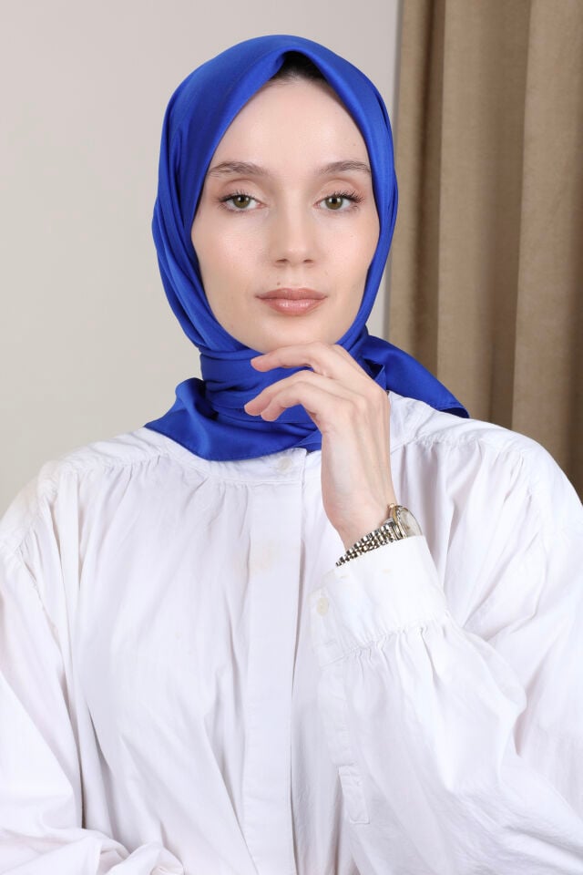 Düz Renkli Rayon Eşarp S-02 Saks Mavi