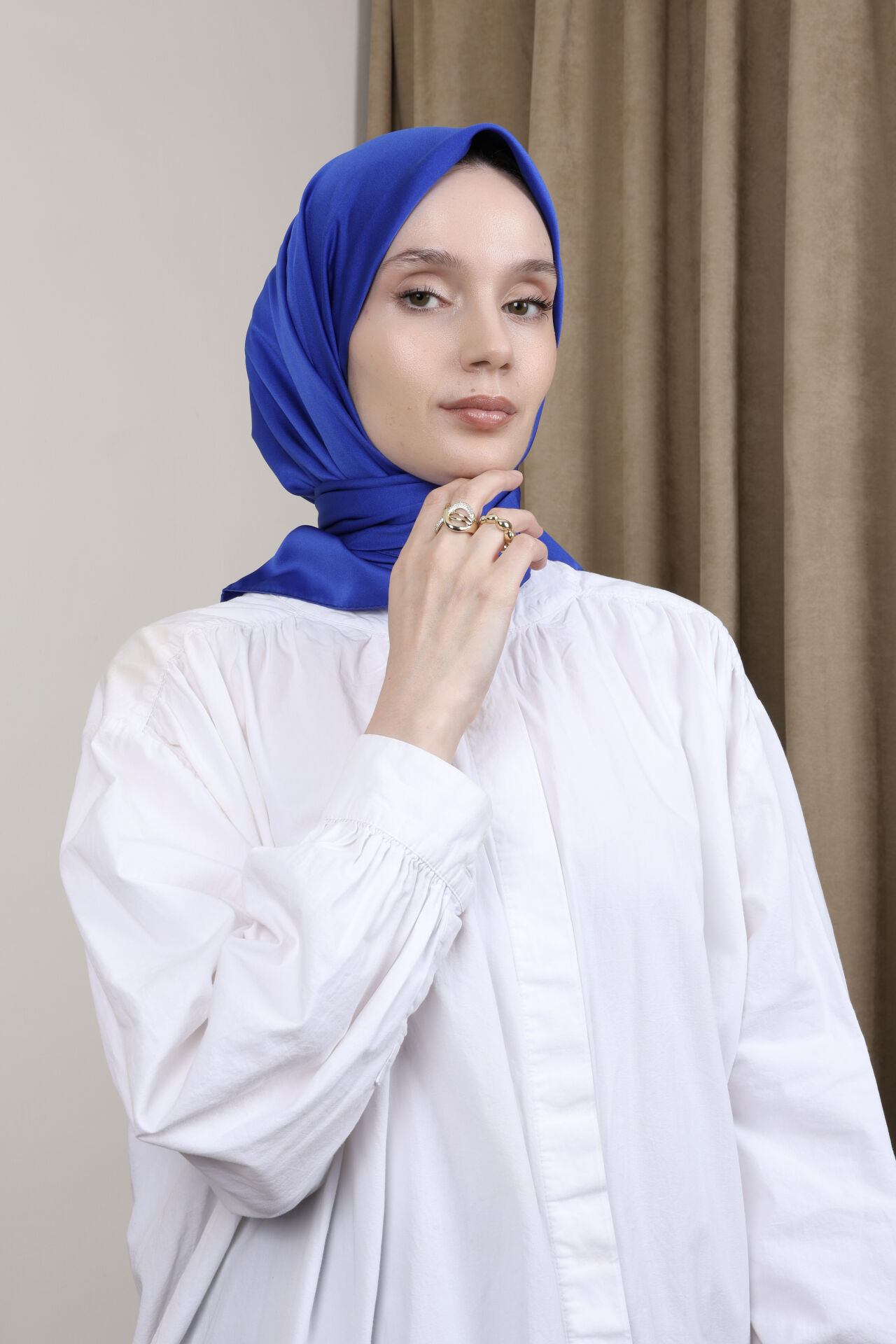 Düz Renkli Rayon Eşarp S-02 Saks Mavi