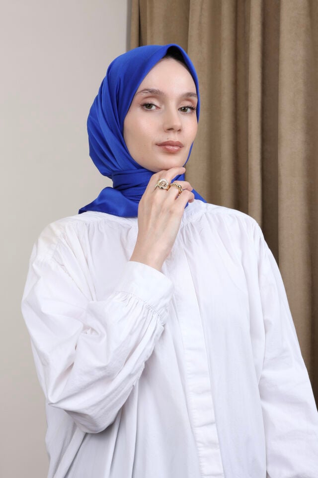 Düz Renkli Rayon Eşarp S-02 Saks Mavi