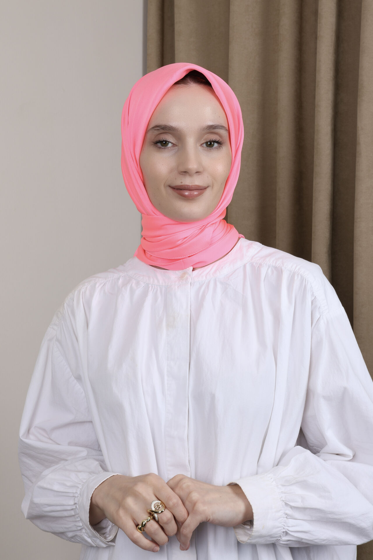 Düz Renkli Rayon Eşarp S-02 Şeker Pembe