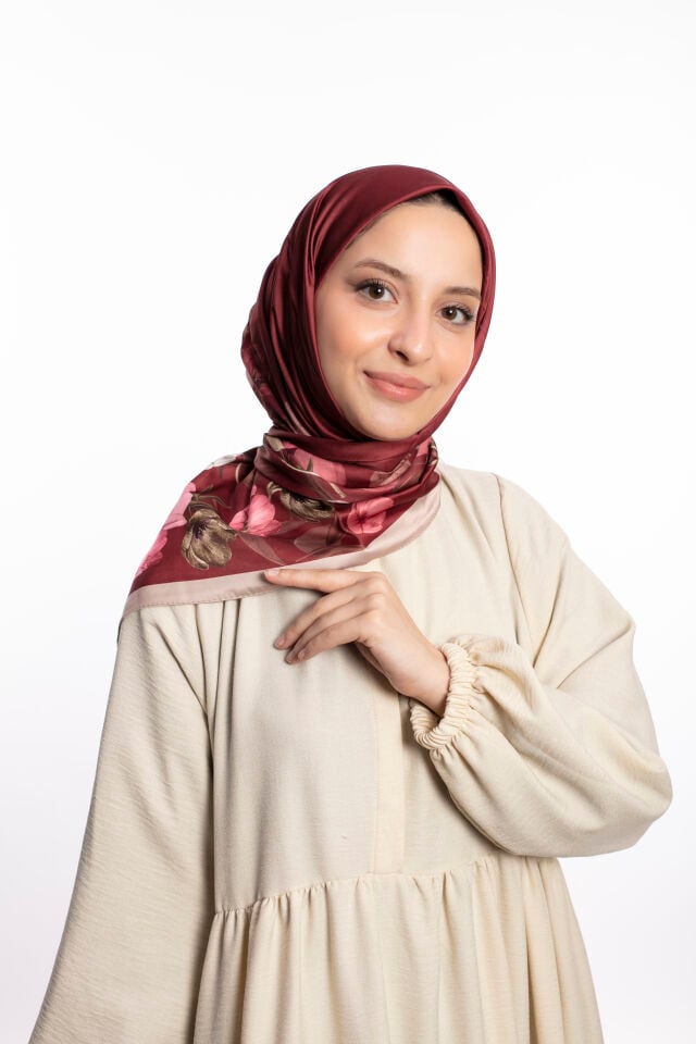 Rayon Eşarp Çiçekli S-01.1 Bordo