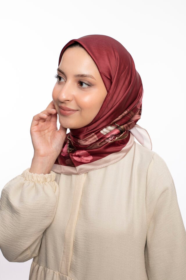 Rayon Eşarp Çiçekli S-01.1 Bordo