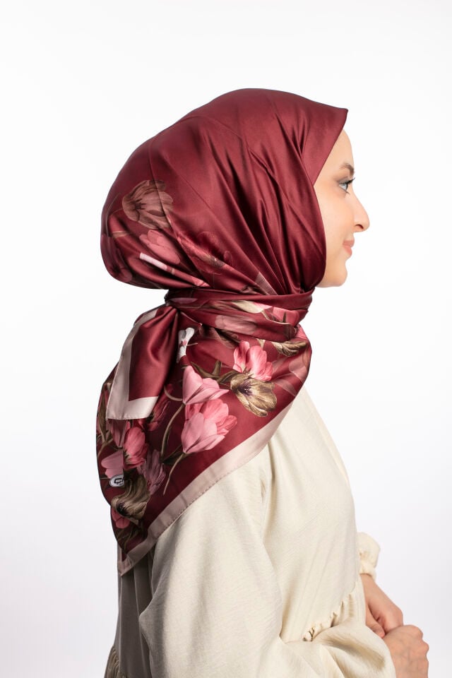 Rayon Eşarp Çiçekli S-01.1 Bordo