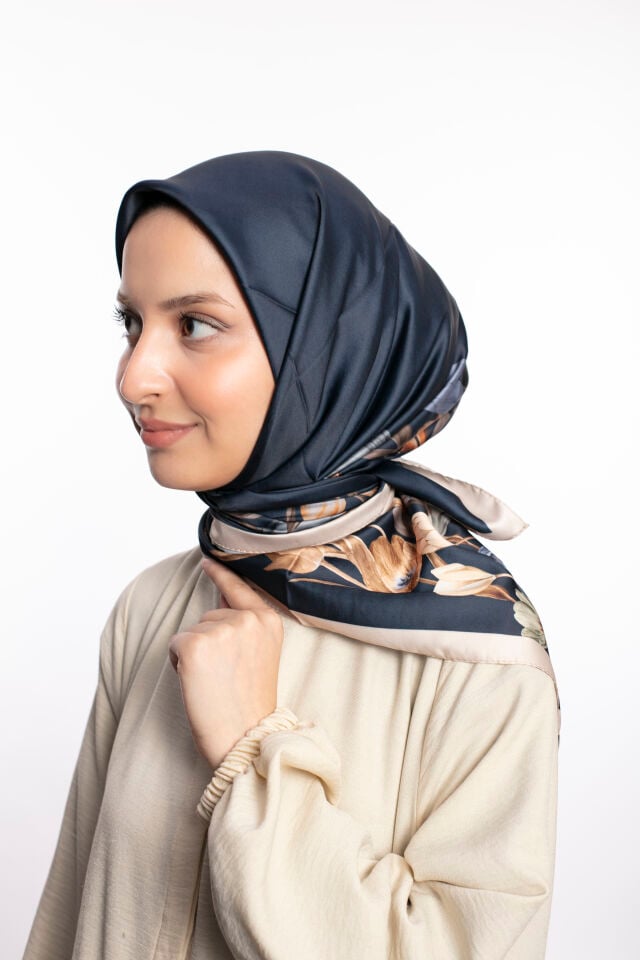 Rayon Eşarp Çiçekli S-01.1 Lacivert