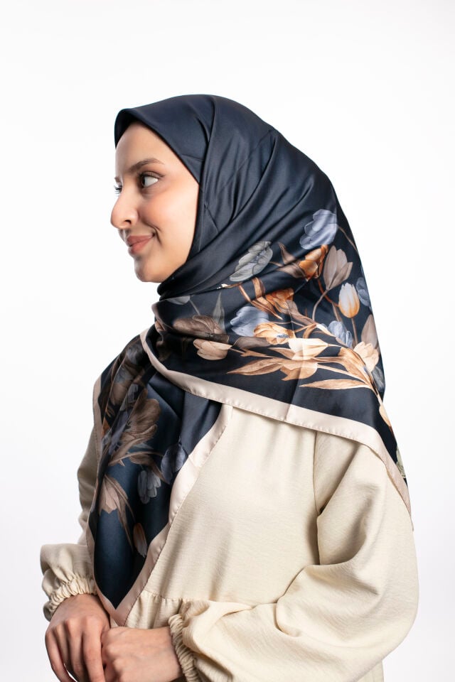 Rayon Eşarp Çiçekli S-01.1 Lacivert