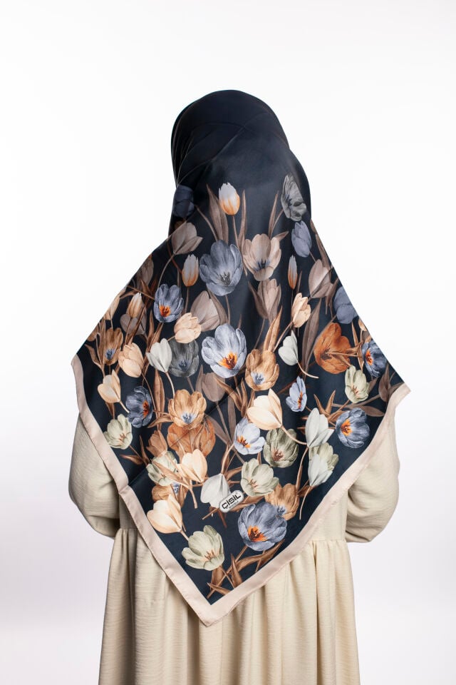 Rayon Eşarp Çiçekli S-01.1 Lacivert