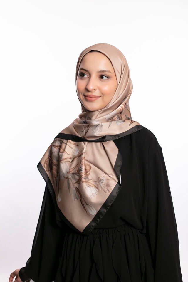 Rayon Eşarp Çiçekli S-01.1 Karamel Beji