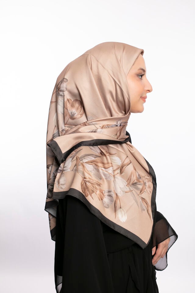 Rayon Eşarp Çiçekli S-01.1 Karamel Beji