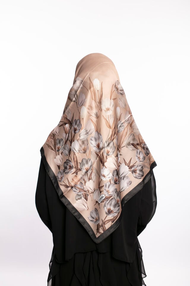 Rayon Eşarp Çiçekli S-01.1 Karamel Beji