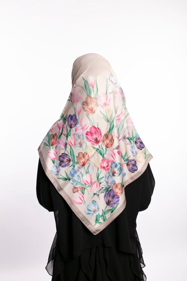 Rayon Eşarp Çiçekli S-01.1 Krem Bej