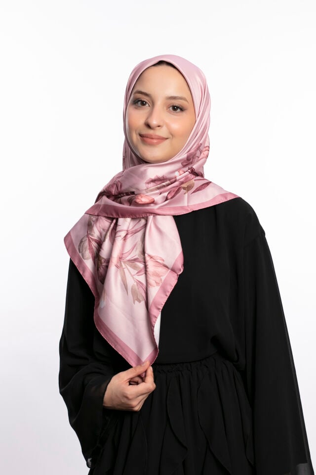 Rayon Eşarp Çiçekli S-01.1 Pudra Pembe