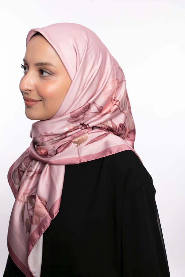 Rayon Eşarp Çiçekli S-01.1 Pudra Pembe