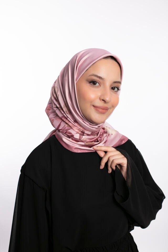 Rayon Eşarp Çiçekli S-01.1 Pudra Pembe
