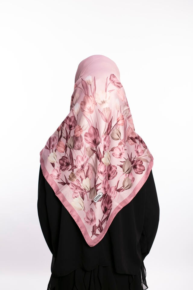 Rayon Eşarp Çiçekli S-01.1 Pudra Pembe