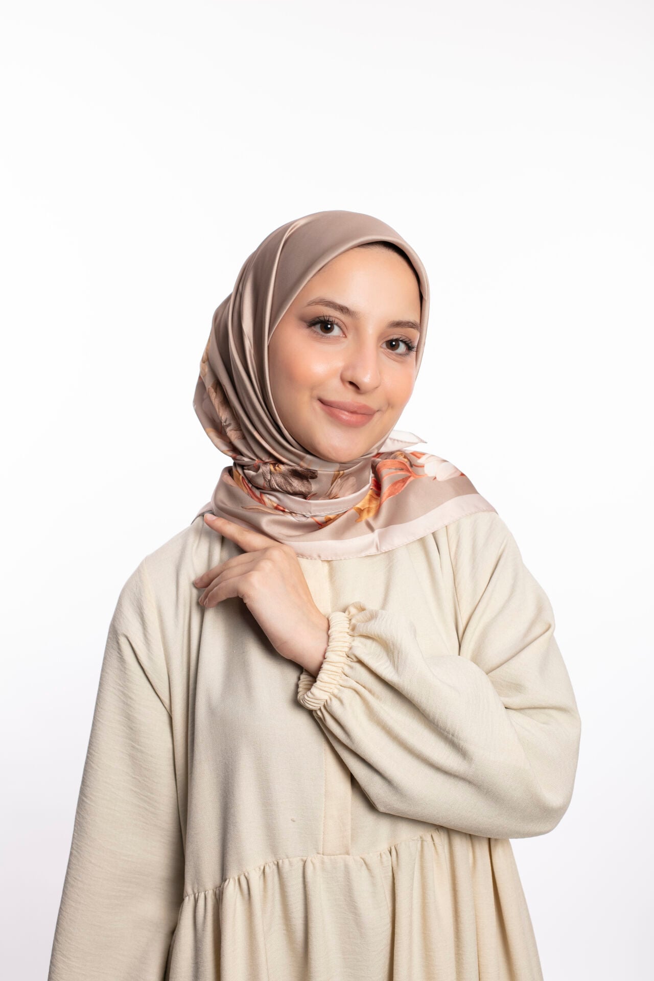 Rayon Eşarp Çiçekli S-01.1 Şampanya Beji