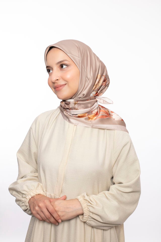 Rayon Eşarp Çiçekli S-01.1 Şampanya Beji