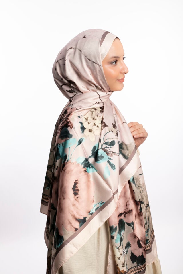 Rayon Şal Çiçekli N-91 Şeftali Turuncu