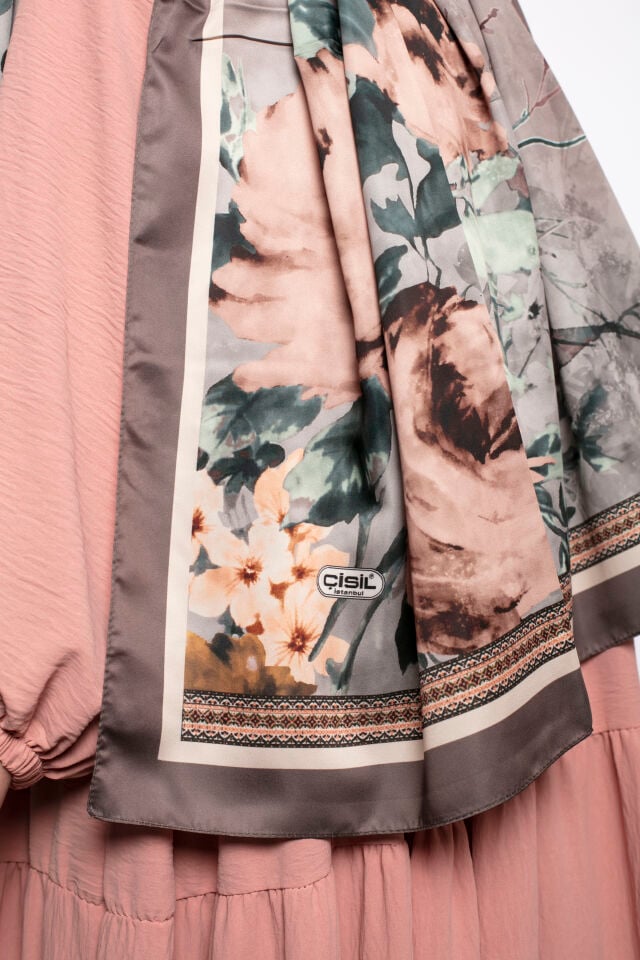 Rayon Şal Çiçekli N-91 Gül Kurusu