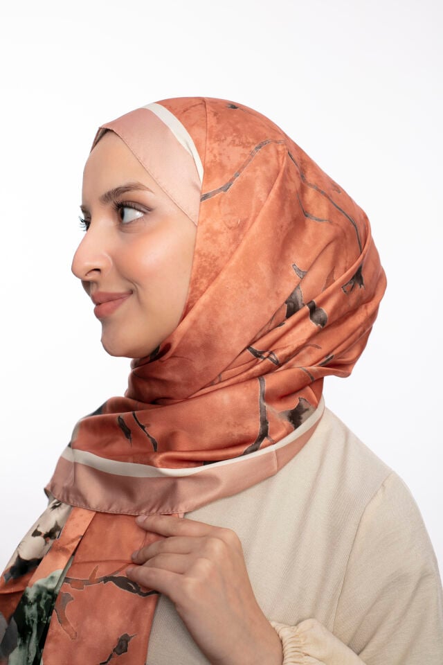 Rayon Şal Çiçekli N-91 Turuncu