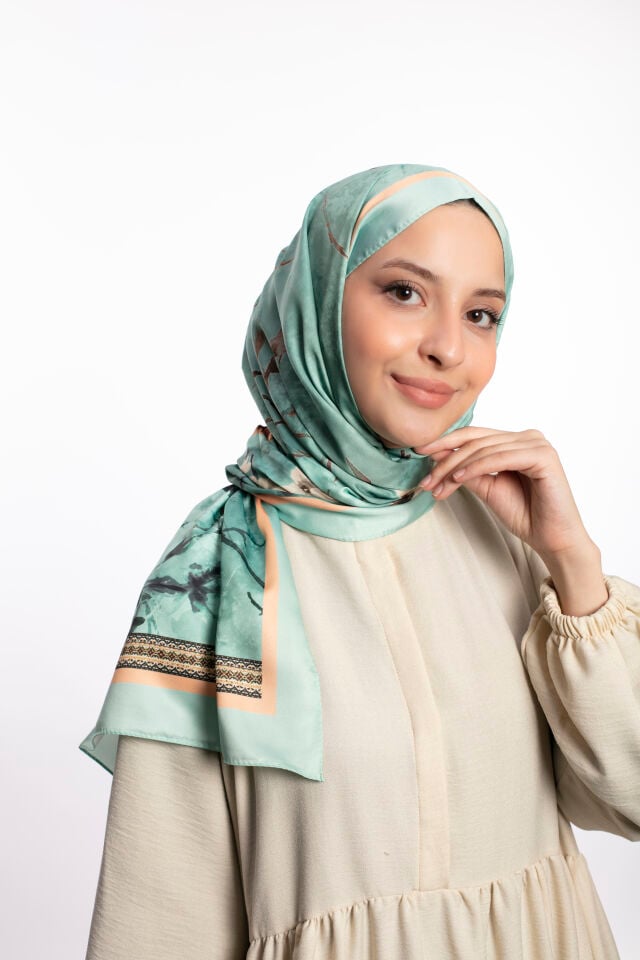Rayon Şal Çiçekli N-91 Adaçayı Yeşili