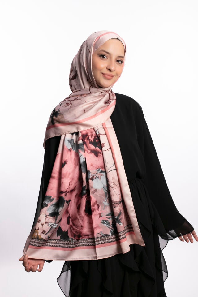 Rayon Şal Çiçekli N-91 Pudra Pembe