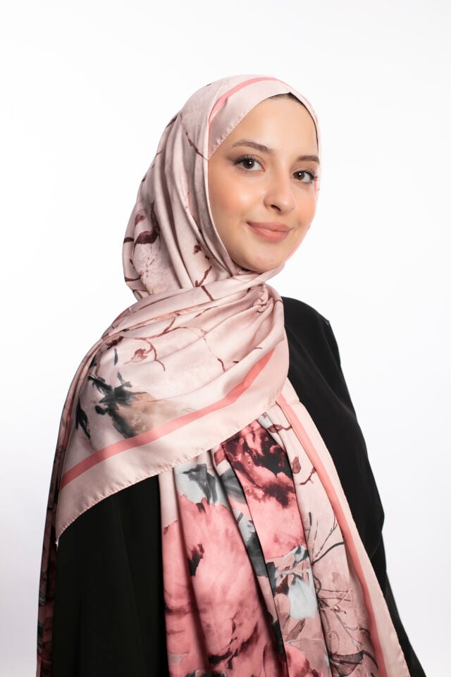 Rayon Şal Çiçekli N-91 Pudra Pembe