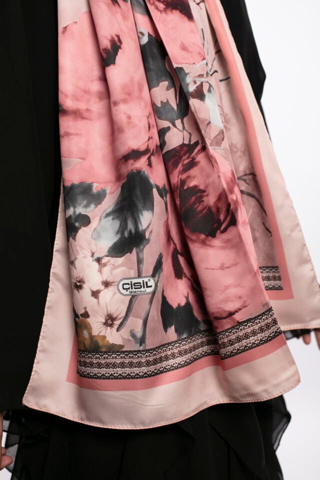 Rayon Şal Çiçekli N-91 Pudra Pembe