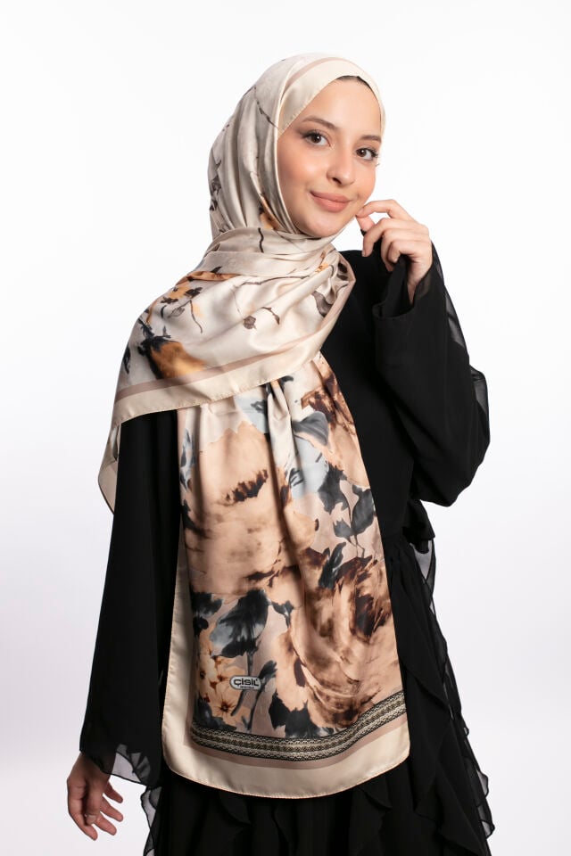 Rayon Şal Çiçekli N-91 Şampanya Beji