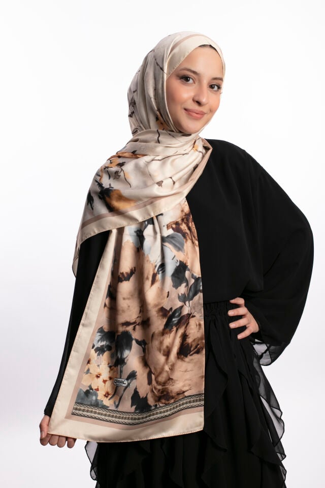Rayon Şal Çiçekli N-91 Şampanya Beji