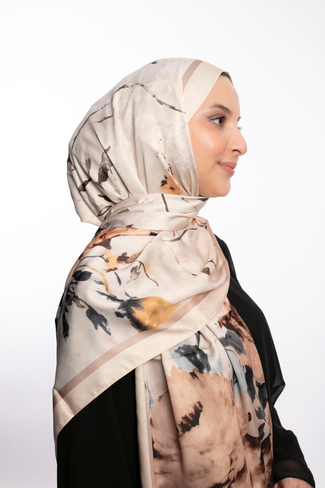 Rayon Şal Çiçekli N-91 Şampanya Beji