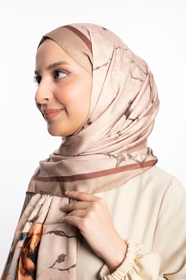 Rayon Şal Çiçekli N-91 Şeftali Beji